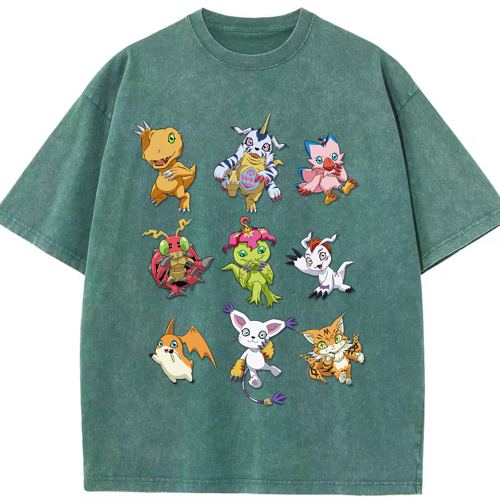 （画像用） Digimon デジタルモンスター/デジモン 綿100% ヴィンテージ風 半袖Tシャツ（フロントプリント）